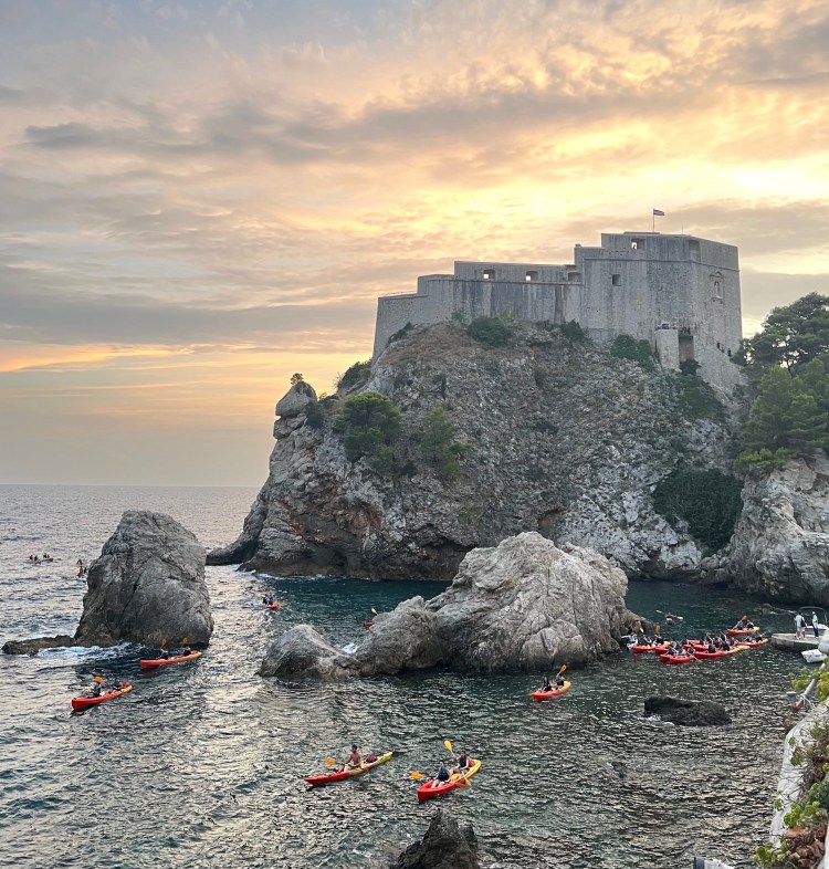 Fort Lovrijenac with kayakers in water