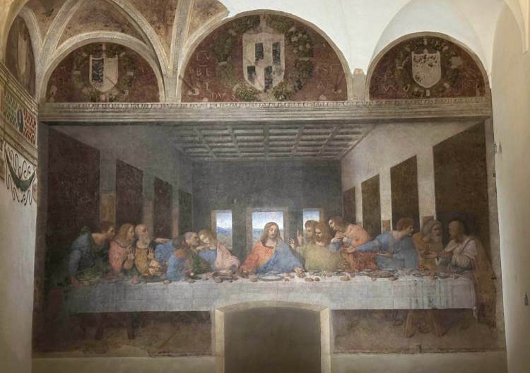 The Last Supper painting of Jesus and his disciples, before Jesus is betrayed  