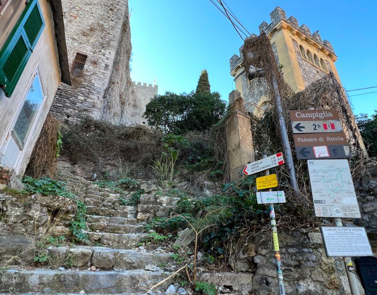 Stone staircase uphill on Sentiero 1 hike