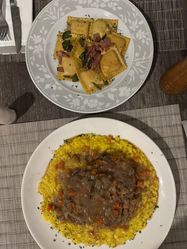 Ravioli and ossobuco