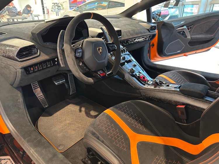 Interior of a Lamborghini Huracán sports car