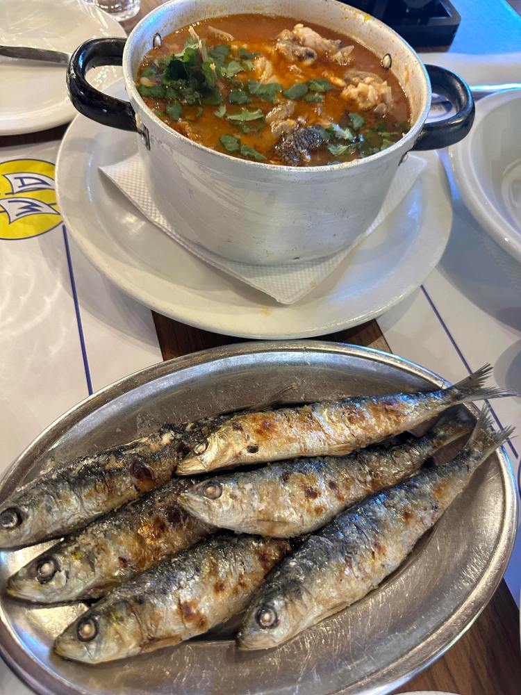 Sardines and seafood stew at Adega da Marina