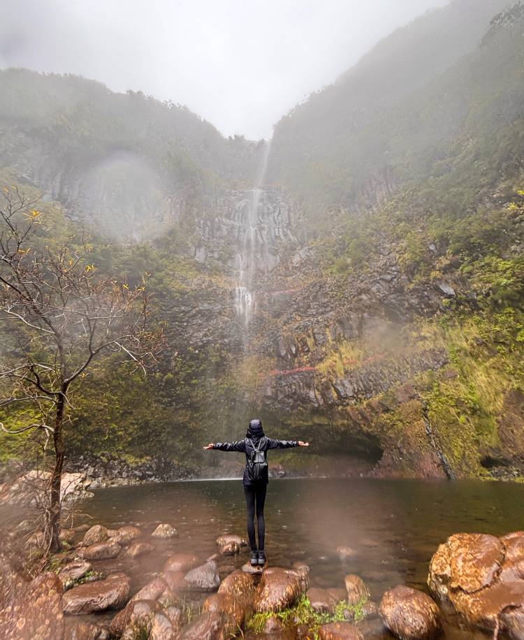Waterfall and small lake at Lagoa do Vento