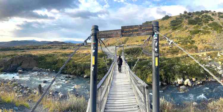 Wooden bridge crossing a stream on Mirador Las Torres Base hike
