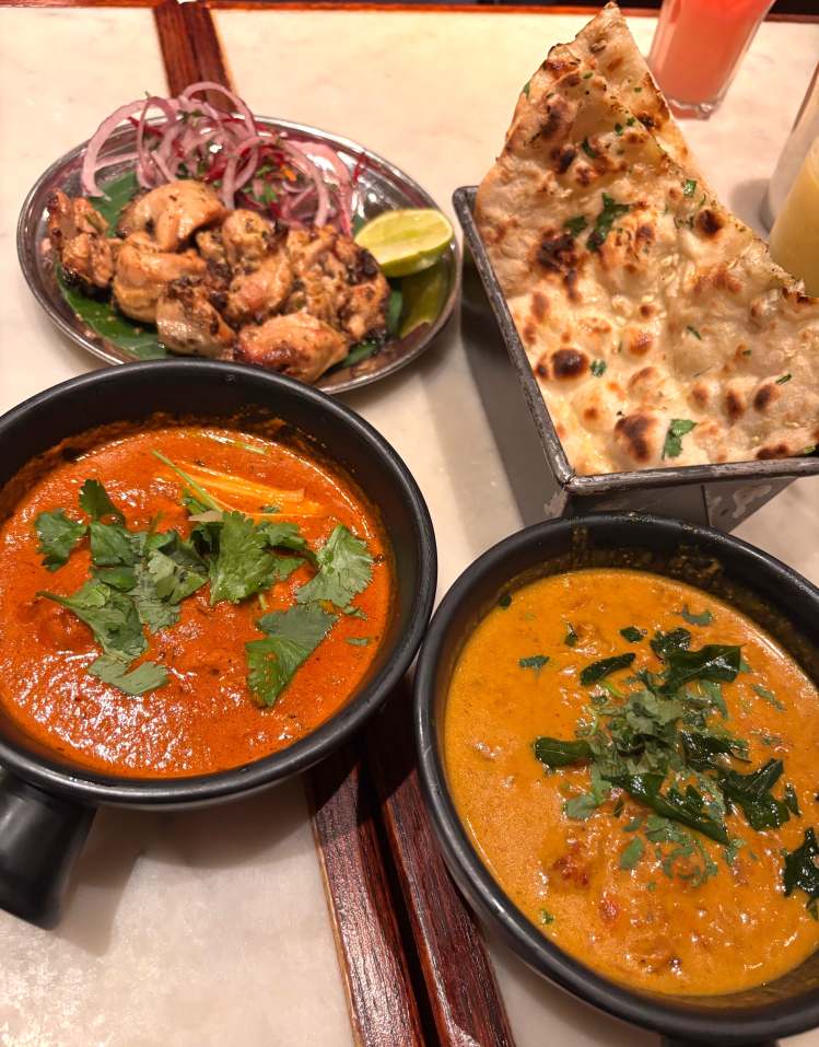 Indian food of chicken and curry at Dishoom