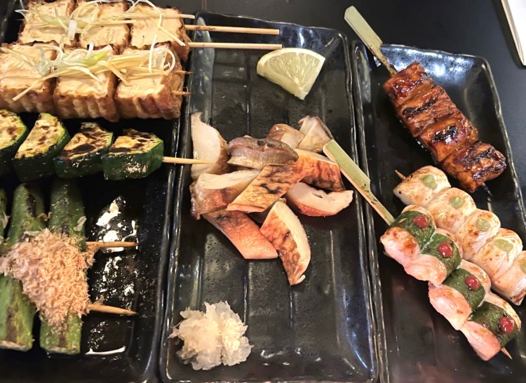 Variety of yakitori dishes at Junsei