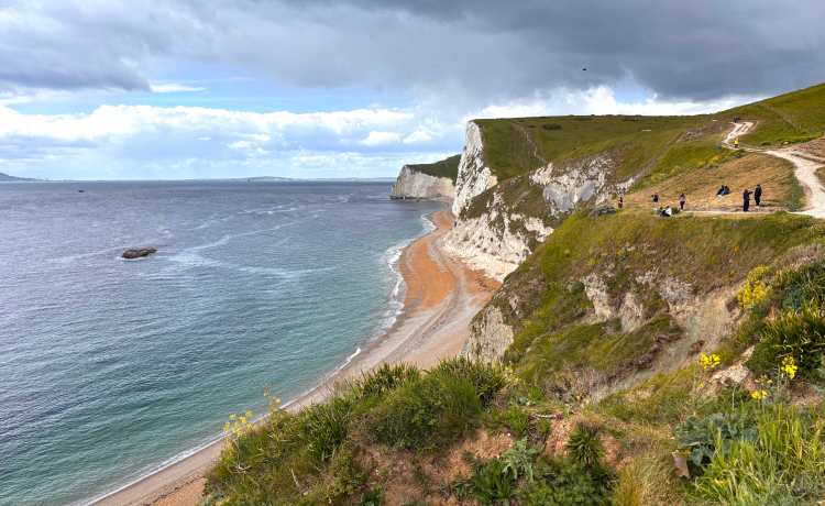 View of coast and white cliffs