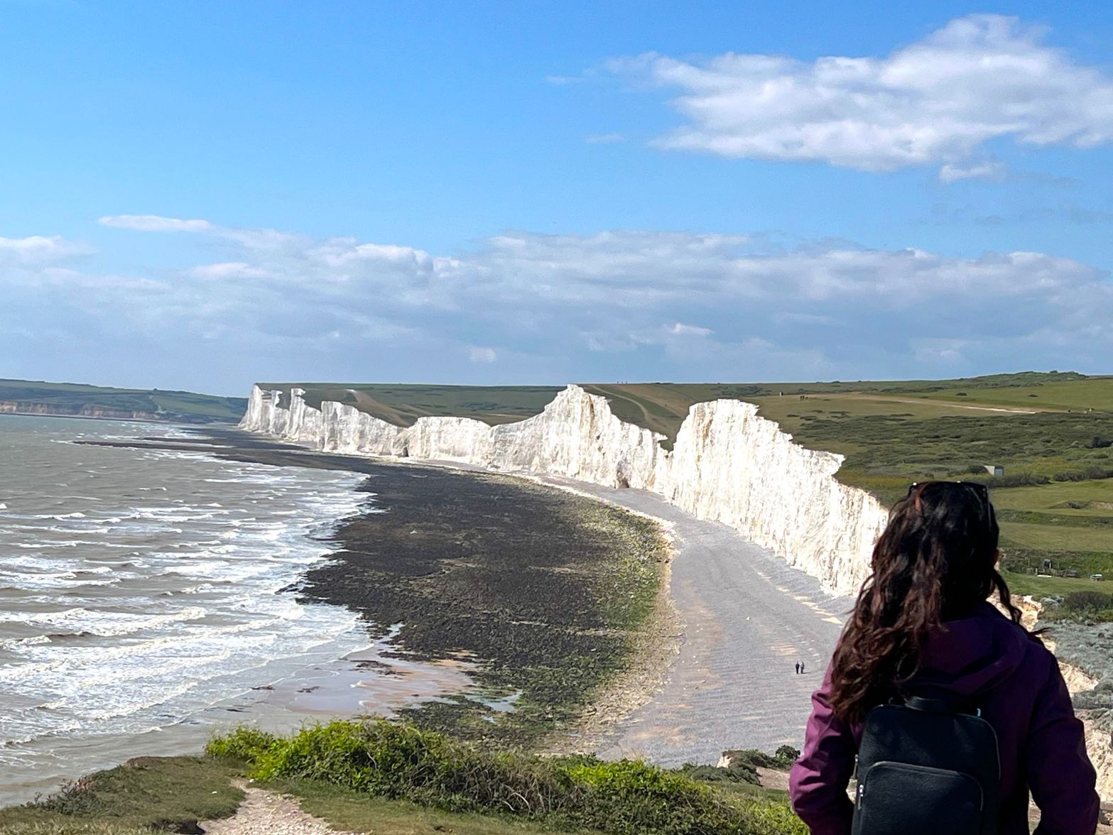 Coastal view of white cliffs at Seven Sisters