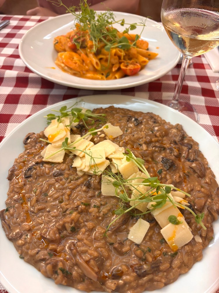 Mushroom risotto and salmon and shrimp penne at D'Office