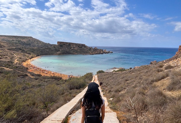 View of Swing at Għajn Tuffieħa Bay, like a semi-circle cove