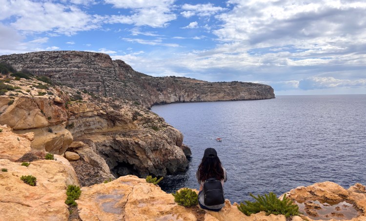 View of Blue Grotto coastline 